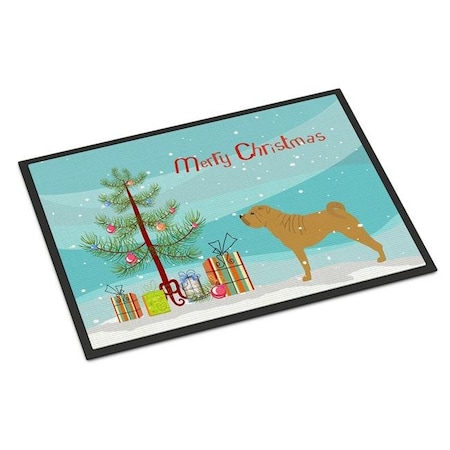 Carolines Treasures Carolines Treasures BB2970JMAT Shar Pei Merry Christmas Tree Indoor or Outdoor Mat; 24 x 36 BB2970JMAT